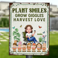 Personalized Grandma Garden Metal Sign -  Gift Idea For Grandma/Mother's Day - Up to 7 Kids - Plant Smiles Grow Giggles Harvest Love