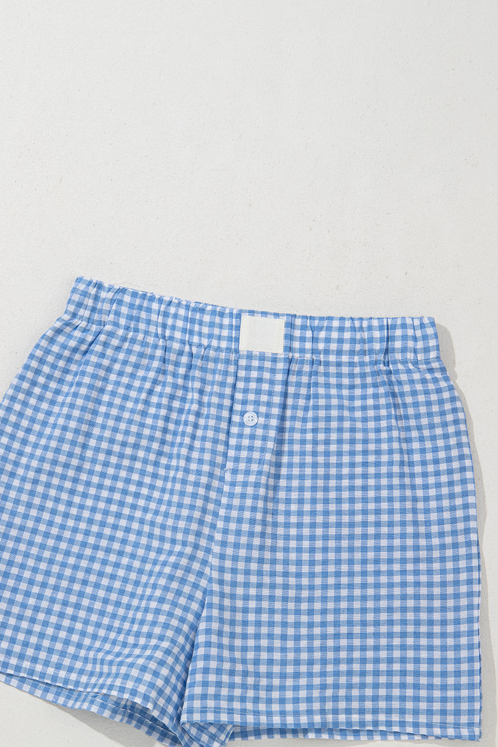 Blue Red Plaid High Waist Shorts | Gingham Print