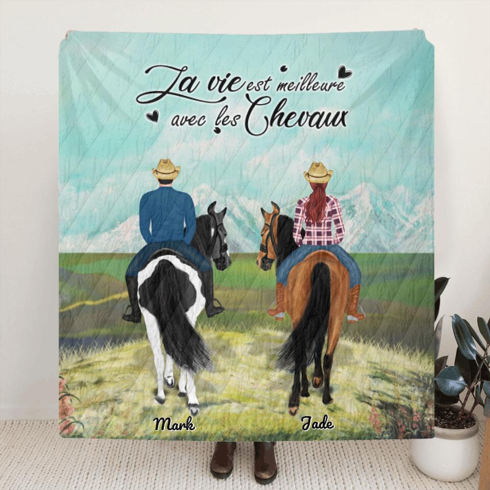Personalized Riding Horse Blanket - Best Gift For Couple, Horse Lovers - La vie est meilleure avec les chevaux
