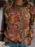Women's Patterned Crew Neck Sweater Long Sleeve Pullover - Image 8