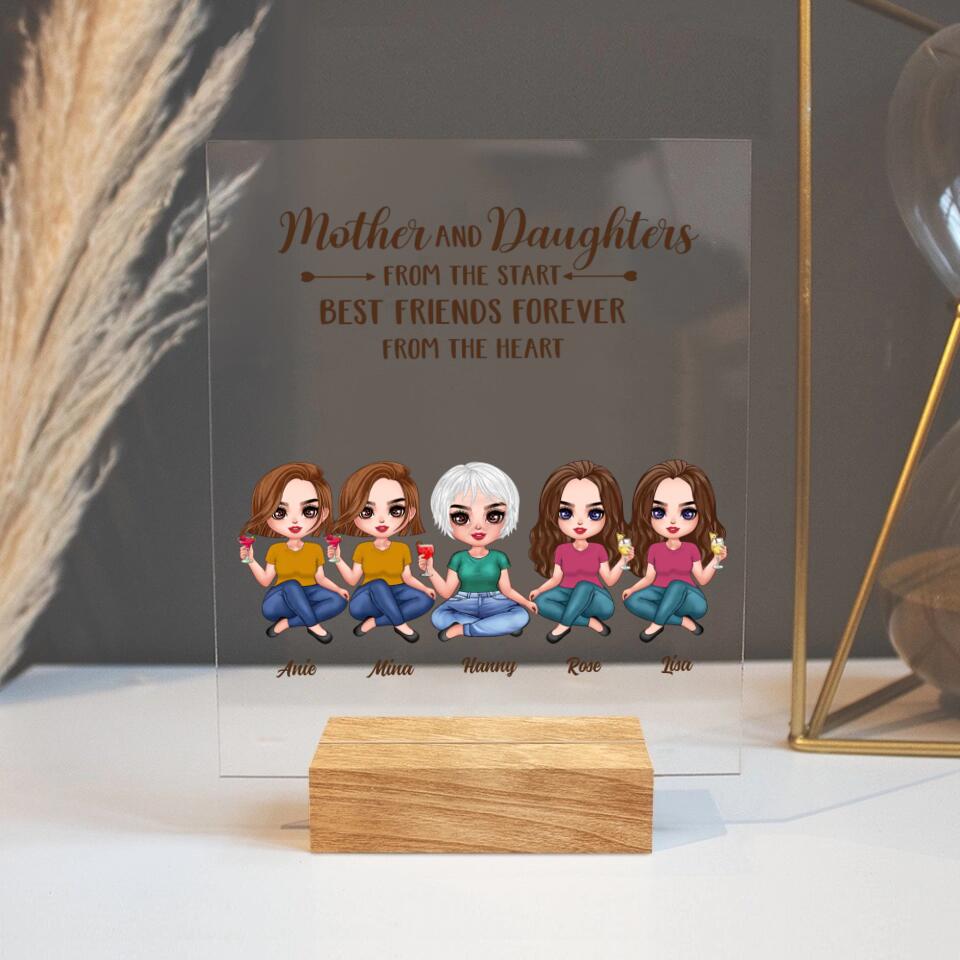 Personalized Mother Acrylic Plaque - Up to 4 Daughters - Gift Idea For Mother's Day - Mother And Daughters From The Start Best Friends Forever From The Heart