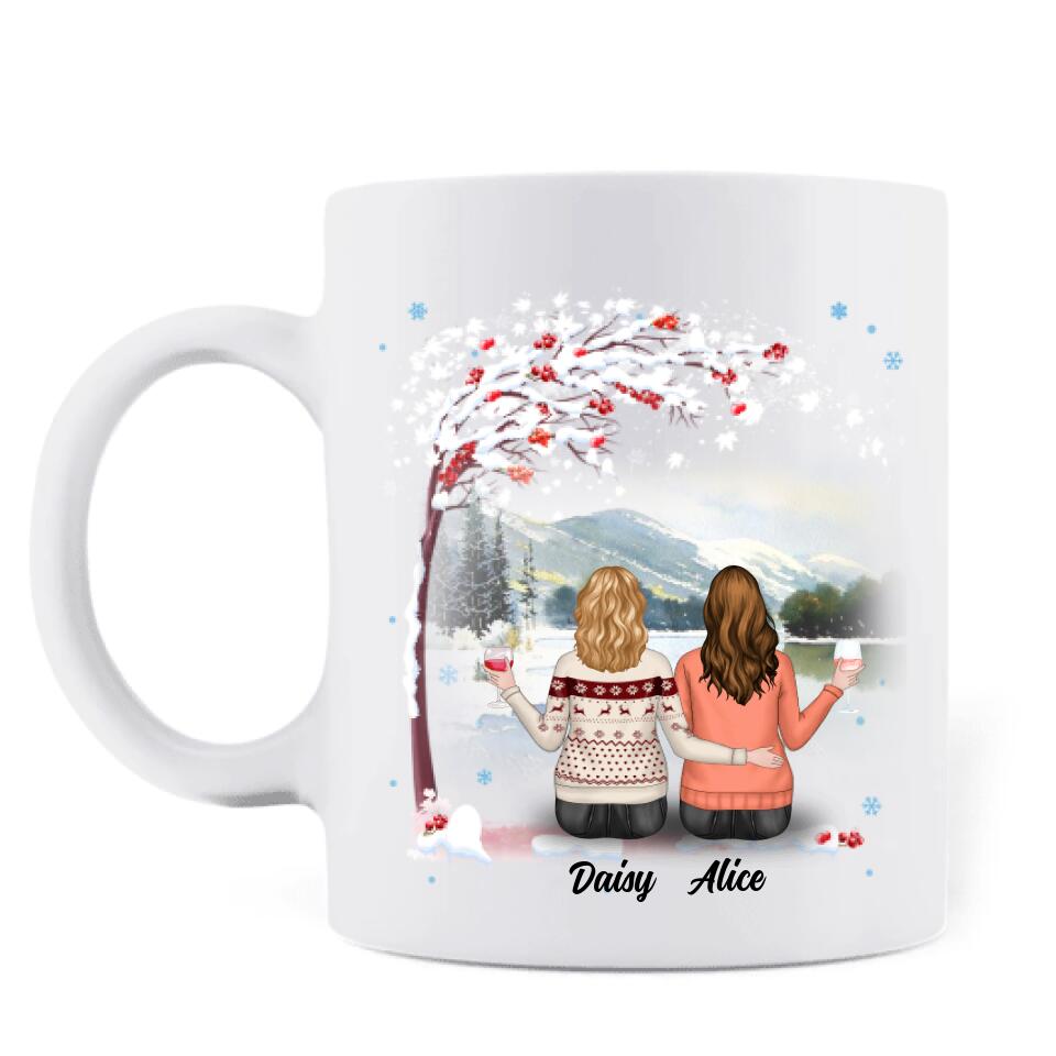 Personalized Autumn/Winter/Christmas Sister Coffee Mug - Up to 5 Girls - Best Gift For Friends - I'd Walk Through Fire For You