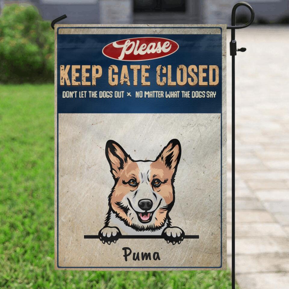 Personalized Guard Dog Flag Sign - Best Gift  Idea For Dog Lovers - Please Keep Gate Closed - 32E5WM