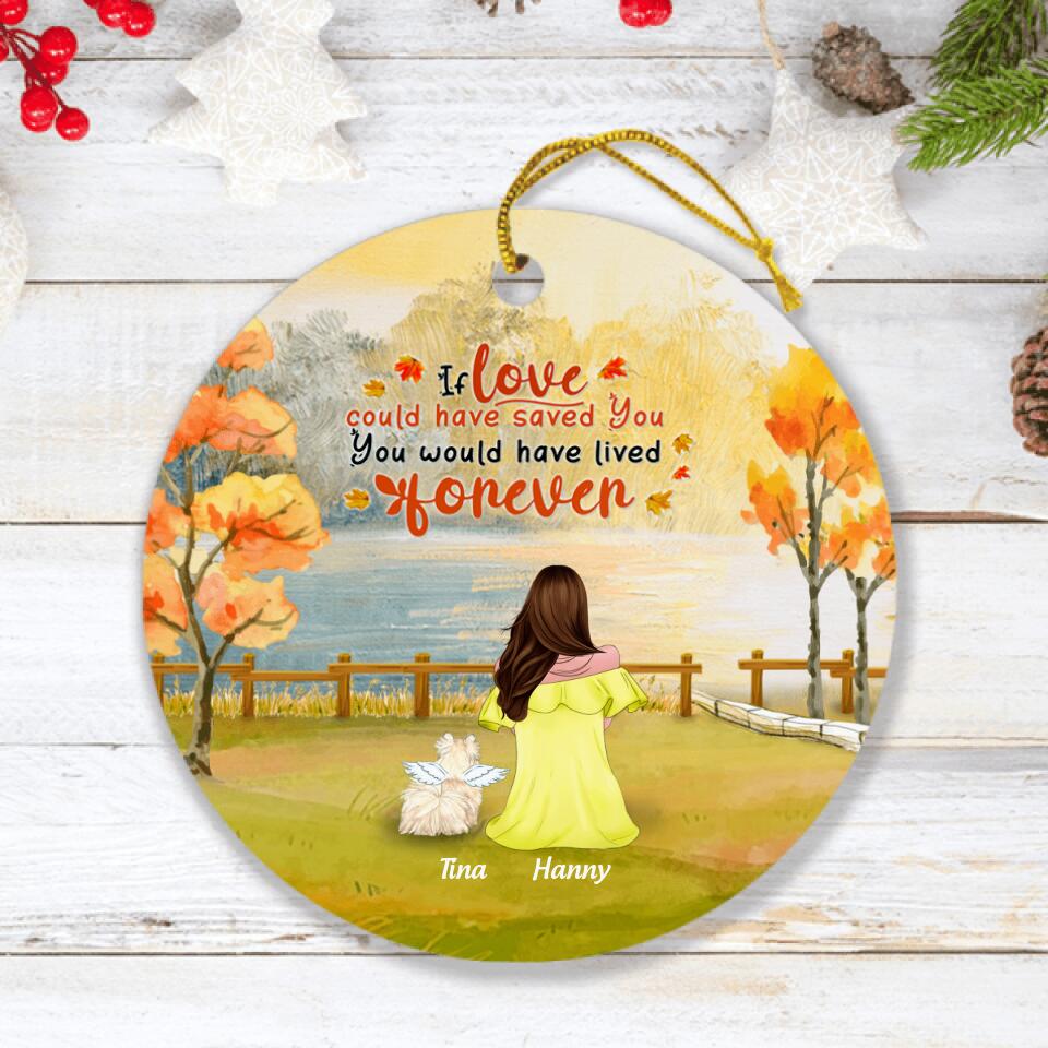 Personalized Memorial Dog Autumn  Ornament - Mom With Up to 4 Dogs - Memorial Gift For Dog Lover -  8ALLOF