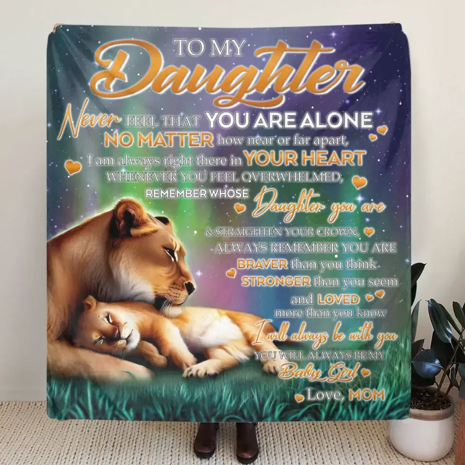 Personalized Mom Fleece Throw Blanket/Quilt - Gift Idea From Mom To Son/Daughter - Never Feel That You Are Alone