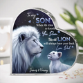 Personalized To My Daughter/Son Lion Crystal Heart - Gift Idea For Daughter/Son From Dad - When Life Tries To Knock You Down