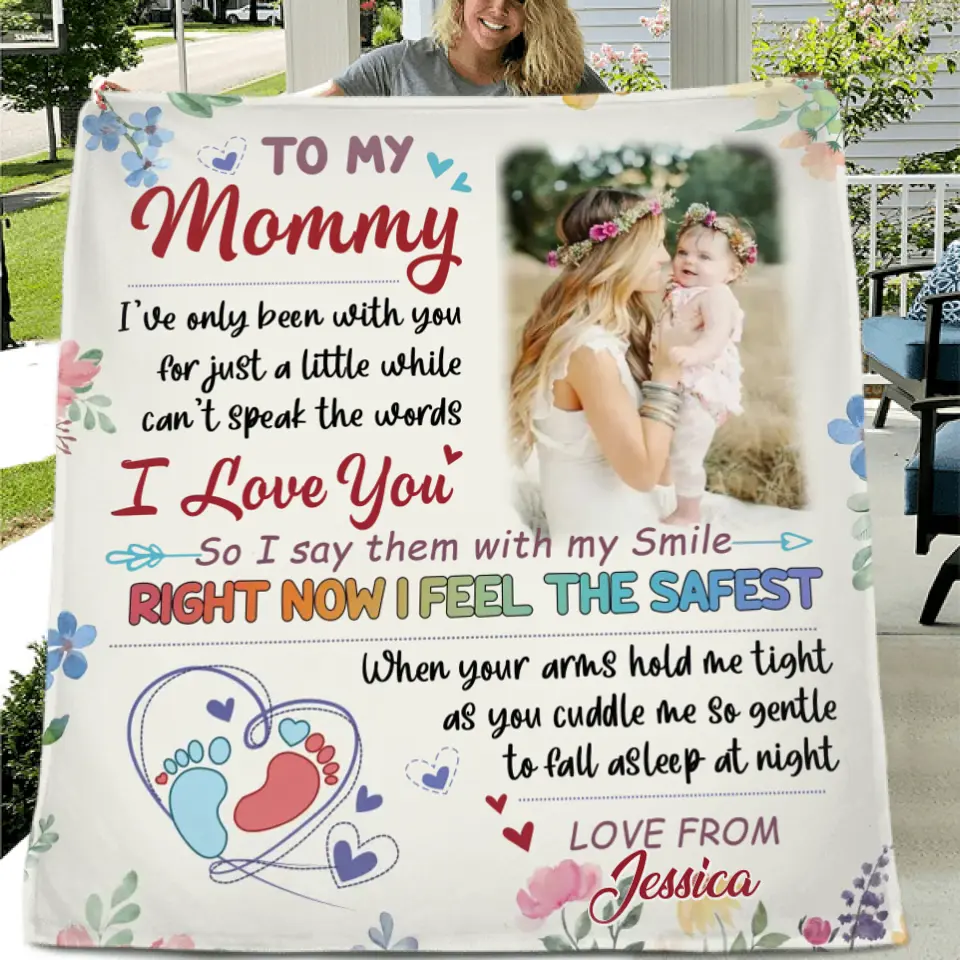 Custom Photo First Mother's Day Quilt/Fleece Throw Blanket - Gift Idea For Mom/Mother's Day - To My Mommy