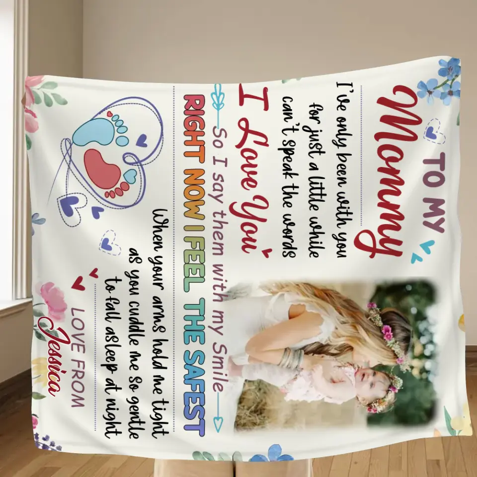 Custom Photo First Mother's Day Quilt/Fleece Throw Blanket - Gift Idea For Mom/Mother's Day - To My Mommy