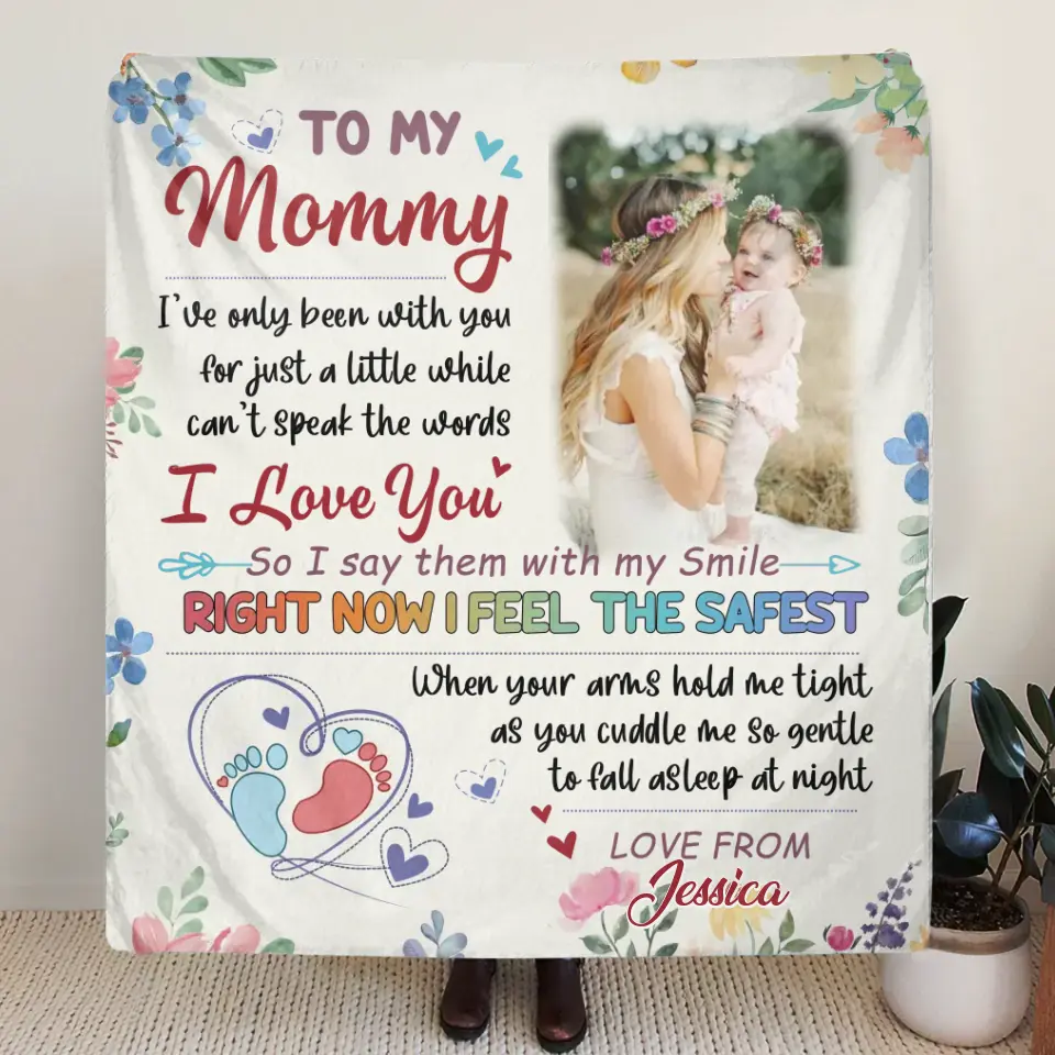 Custom Photo First Mother's Day Quilt/Fleece Throw Blanket - Gift Idea For Mom/Mother's Day - To My Mommy