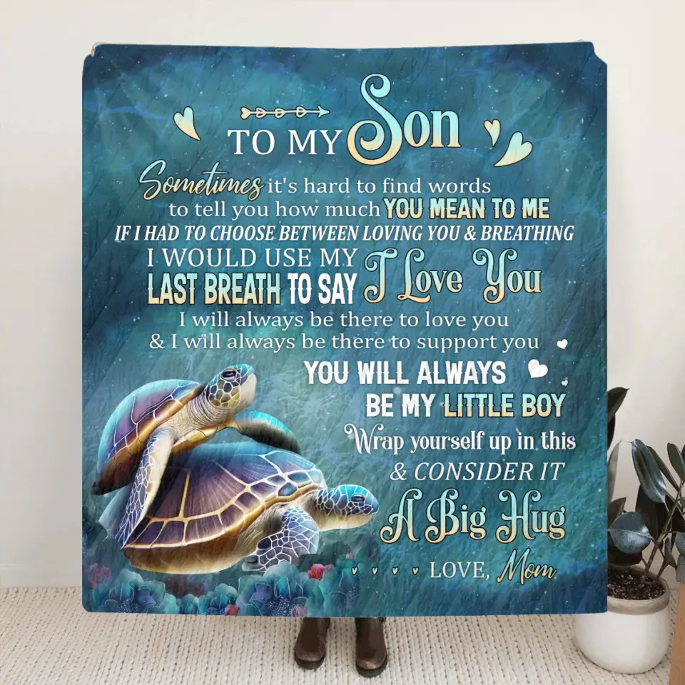 Custom To My Son/Daughter Fleece Throw Blanket & Quilt - Gift Idea From Mom To Son/Daughter - Wrap Yourself Up In This & Consider It A Big Hug
