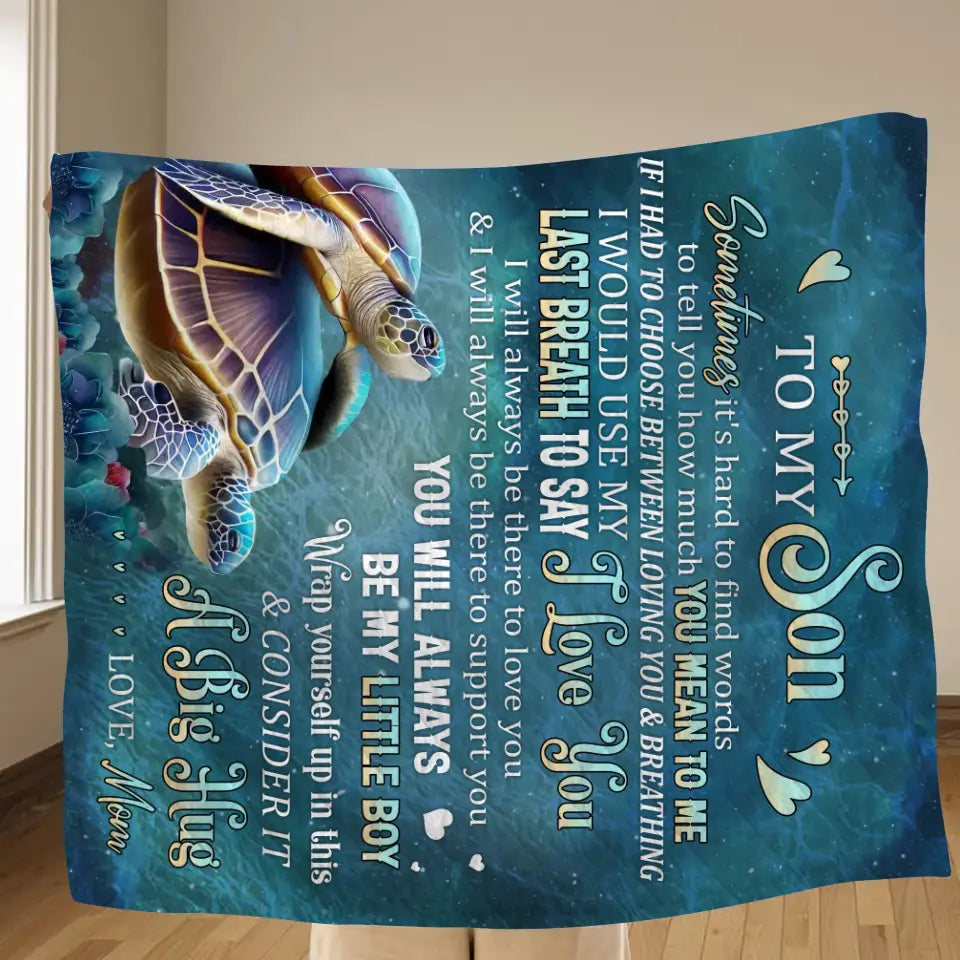 Custom To My Son/Daughter Fleece Throw Blanket & Quilt - Gift Idea From Mom To Son/Daughter - Wrap Yourself Up In This & Consider It A Big Hug