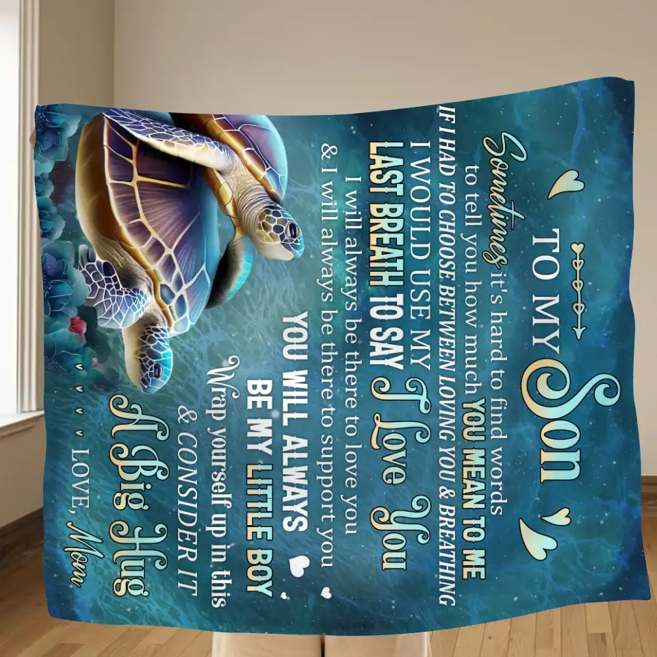 Custom To My Son/Daughter Fleece Throw Blanket & Quilt - Gift Idea From Mom To Son/Daughter - Wrap Yourself Up In This & Consider It A Big Hug