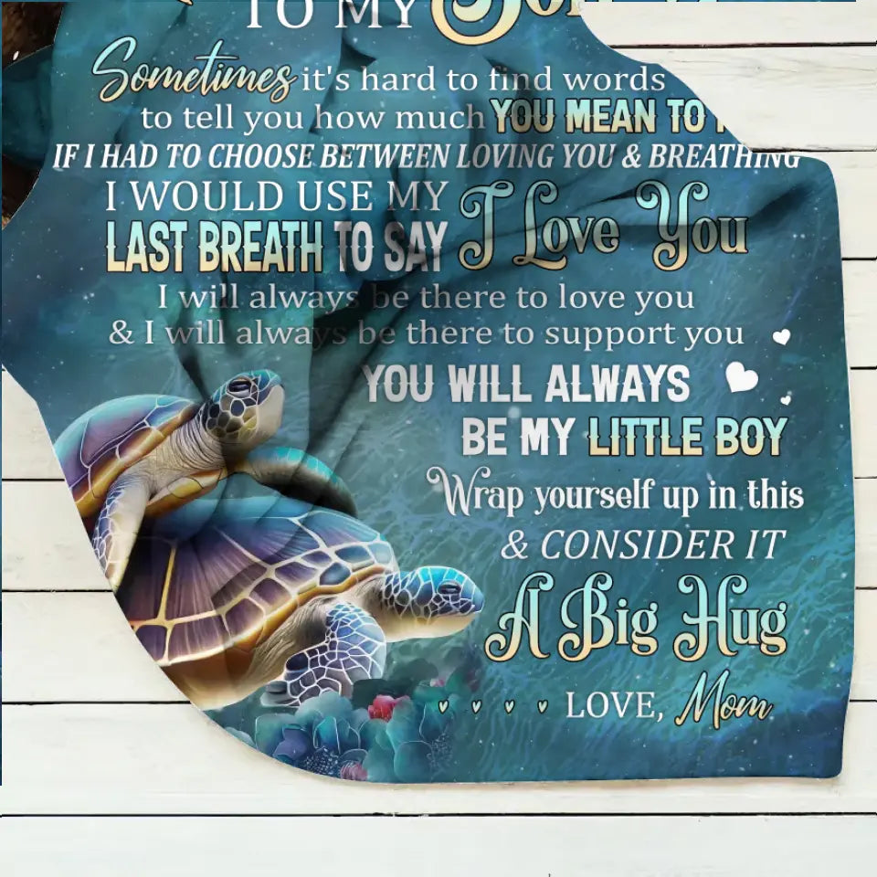 Custom To My Son/Daughter Fleece Throw Blanket & Quilt - Gift Idea From Mom To Son/Daughter - Wrap Yourself Up In This & Consider It A Big Hug