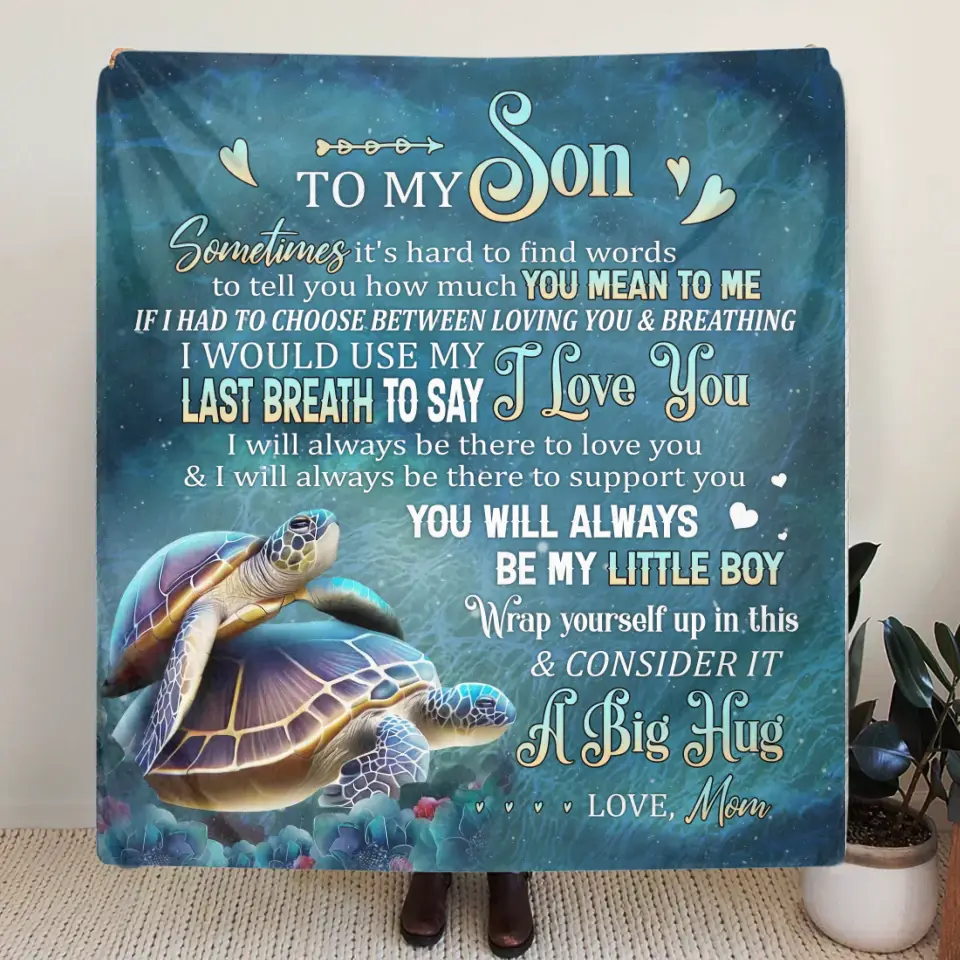 Custom To My Son/Daughter Fleece Throw Blanket & Quilt - Gift Idea From Mom To Son/Daughter - Wrap Yourself Up In This & Consider It A Big Hug