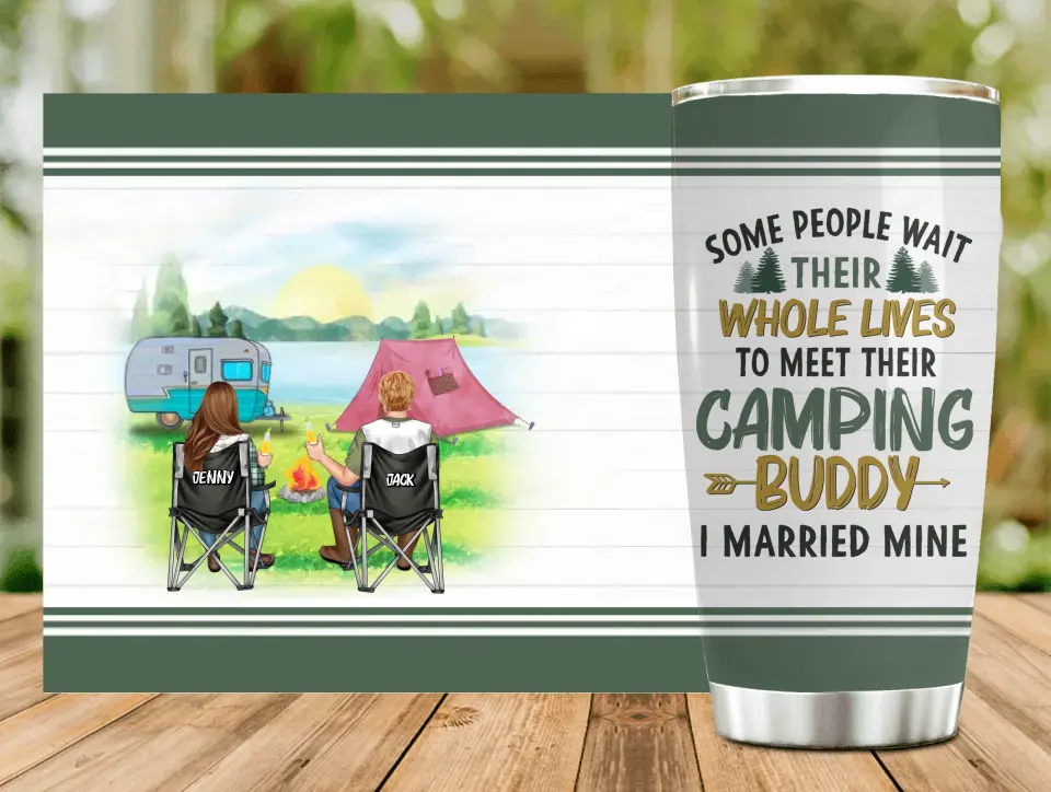 Personalized Camping Couple Tumbler - Gift For Camping Lovers/Mother's Day Gift From Husband - I Married My Camping Buddy
