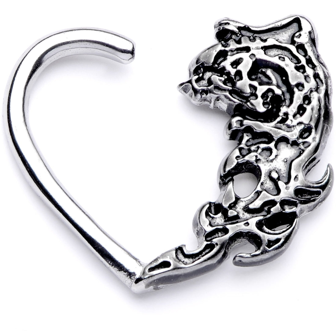 16G 3/8 Tribal Wave Left Heart Closure Ring