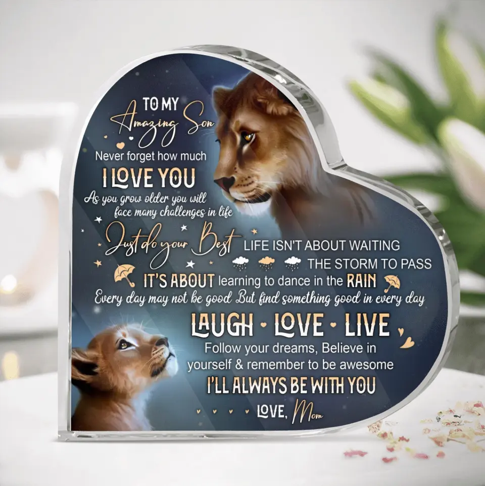Personalized Lion Acrylic Plaque - Gift Idea For Mother's Day/Father's Day - Never Forget How Much I Love You