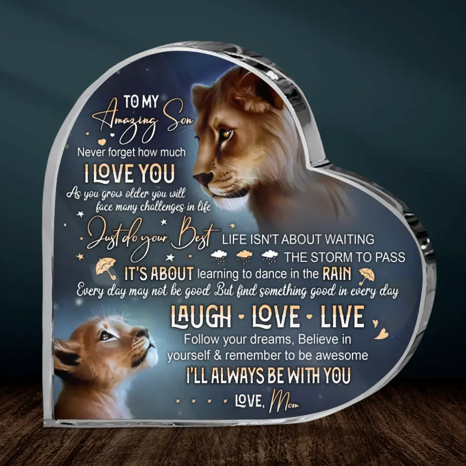Personalized Lion Acrylic Plaque - Gift Idea For Mother's Day/Father's Day - Never Forget How Much I Love You