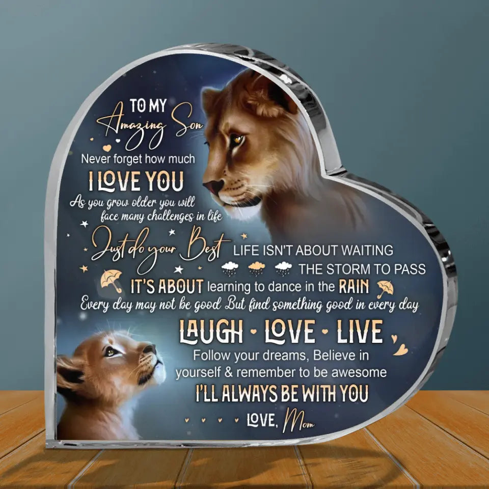 Personalized Lion Acrylic Plaque - Gift Idea For Mother's Day/Father's Day - Never Forget How Much I Love You