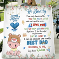 Personalized Hi Daddy Fleece Throw Blanket/Quilt - Gift Idea For Father's Day - I've Only Been Your Little One For Just A Little While