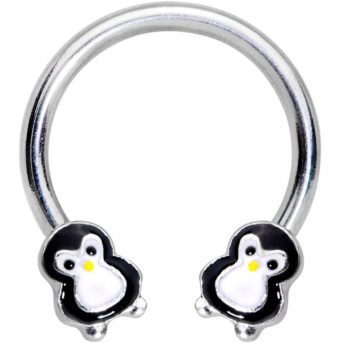 16G 3/8 Pudgy Penguin Horseshoe Curved Barbell