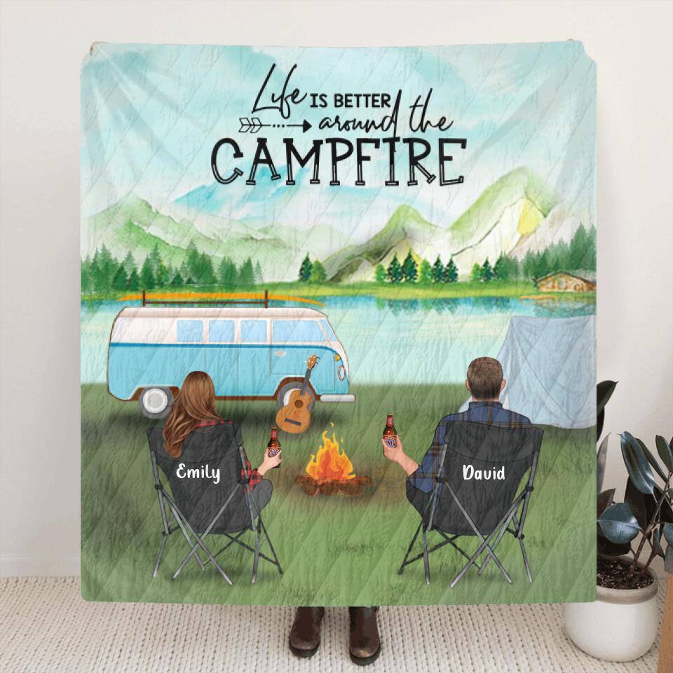 Personalized Camping Quilt/Fleece Blanket - Gift for whole family, camping lovers - Camping Partners For Life