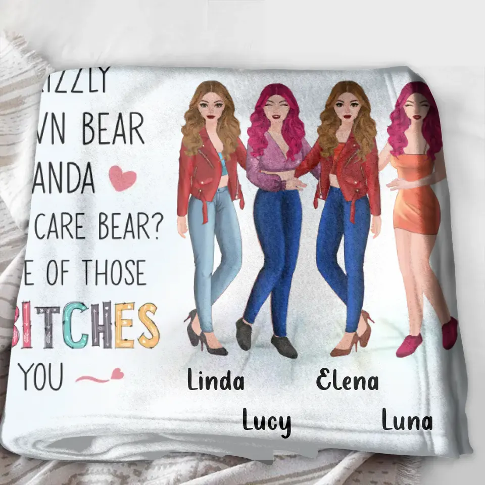 Personalized Sisters Fleece Throw Blanket/Quilt - Gift Idea For Sisters/Siblings - Up to 4 Sisters - I Would Fight A Bear For You Sister