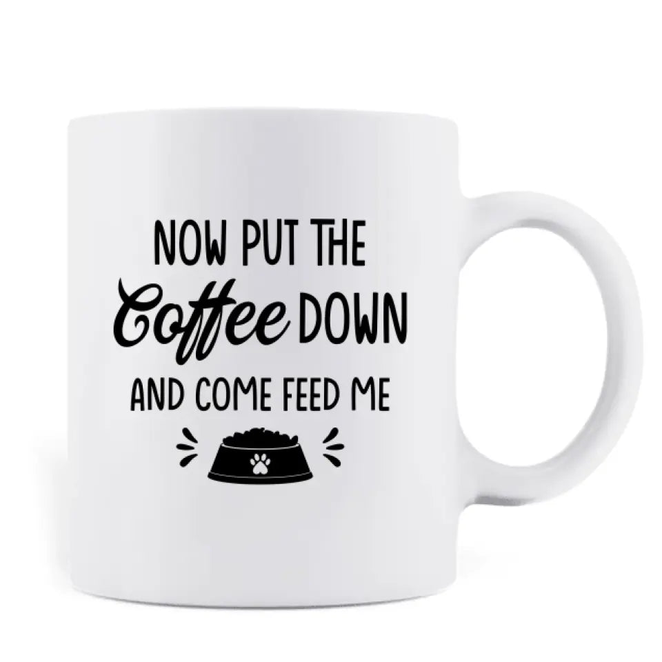 Personalized Cat Coffee Mug - Up to 6 Cats - Gift Idea For Cat Lovers/Father's Day - Happy Father's Day Human Servant Your Tiny Furry Overlord Now Come Feed Me