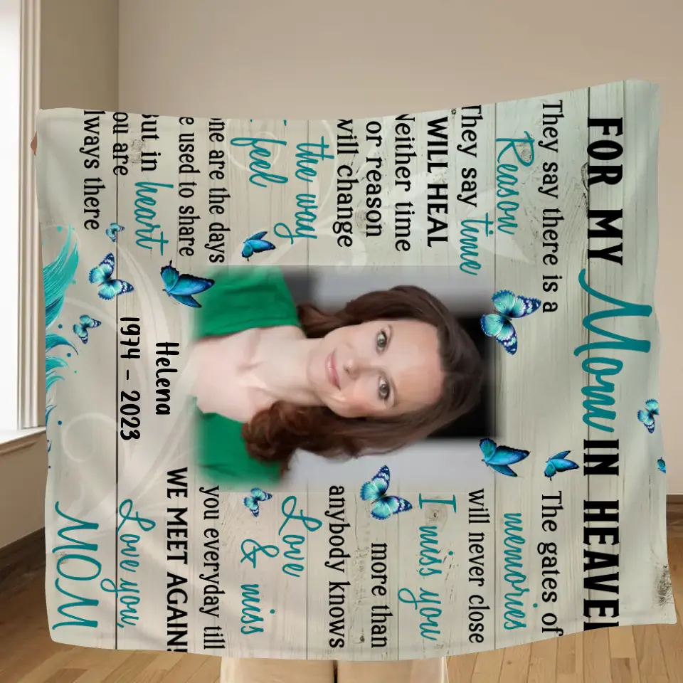 Personalized Memorial Photo Fleece Throw Blanket/Quilt - Memorial Gift Idea For Mother's Day - I Miss You More Than Anybody Knows