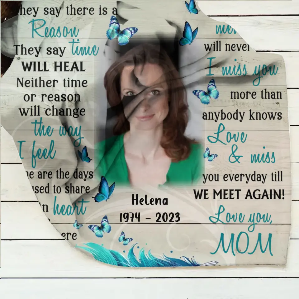 Personalized Memorial Photo Fleece Throw Blanket/Quilt - Memorial Gift Idea For Mother's Day - I Miss You More Than Anybody Knows