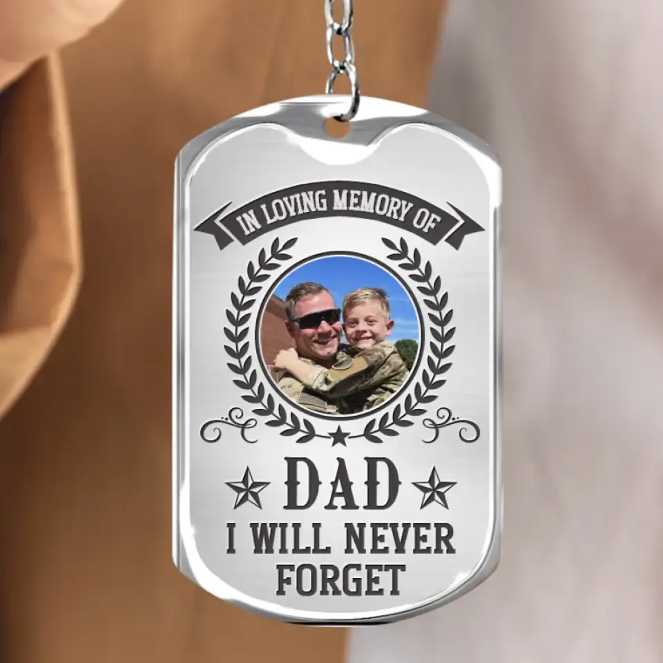 Personalized Memorial Veteran Photo Aluminium Keychain - Gift Idea For Veteran/Father's Day - In Loving Memory Of Dad I Will Never Forget