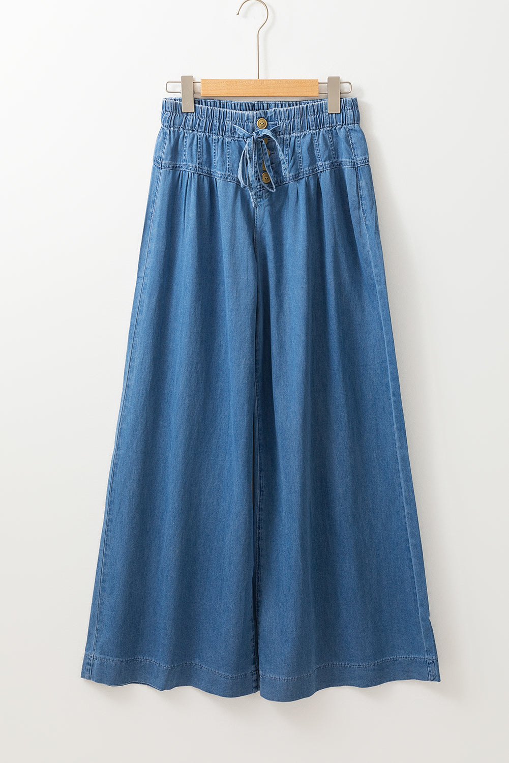 Dusk Blue Mineral Wash High Waist Wide Leg Button Fly Jeans