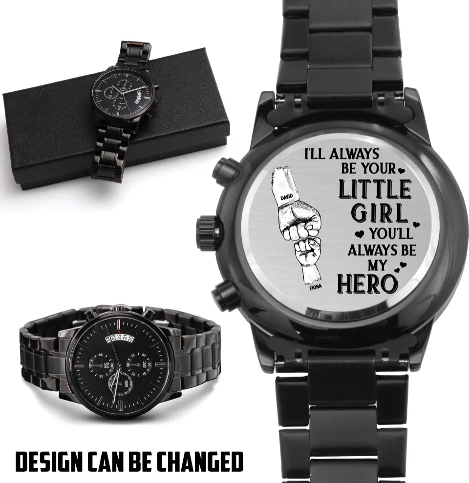 Personalized Father's Day Black Chronograph Watch - Father's Day Gift Idea - Behind Every Great Child Is A Truly Amazing Dad