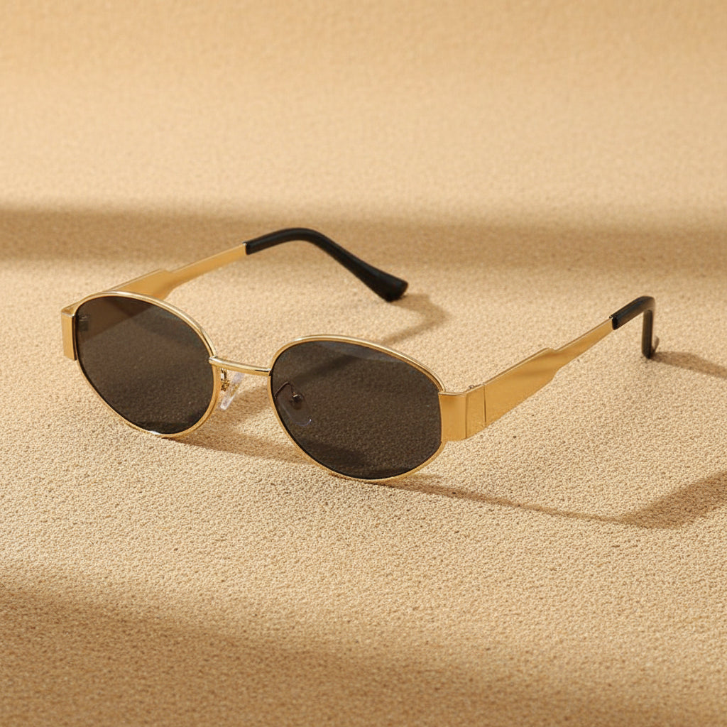 Vintage Oval Sunglasses Gold & Silver Light Luxury Metal Frames
