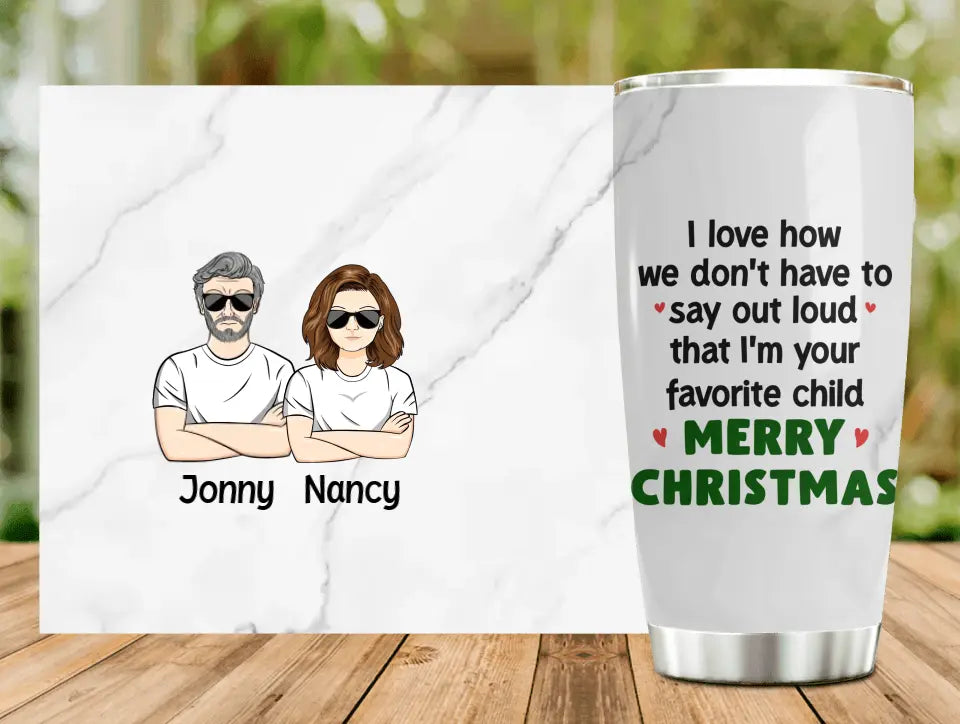 Personalized Family Tumbler - Mom/Dad With A Child - Gift Idea For Family - Merry Christmas