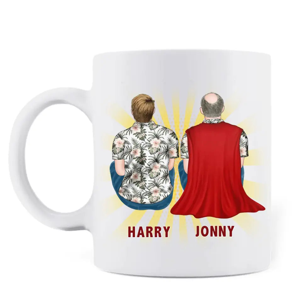 Personalized Super Dad Coffee Mug - Up to 4 Children - Father's Day Gift Idea - Dad You're Everything A Hero Should Be