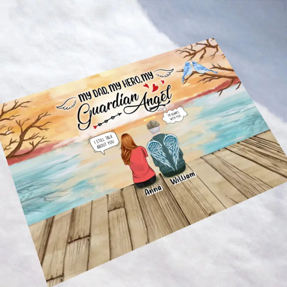 Personalized Memorial Dad Horizontal Acrylic Plaque - Memorial Gift Idea For Loss Dad - My Dad, My Hero, My Guardian Angel