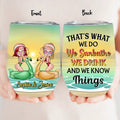 Personalized Besties Sunbathe Wine Tumbler - Gift Idea For Beach Lover/Friends/Besties -That's What We Do We Sunbathe We Drink And We Know Things