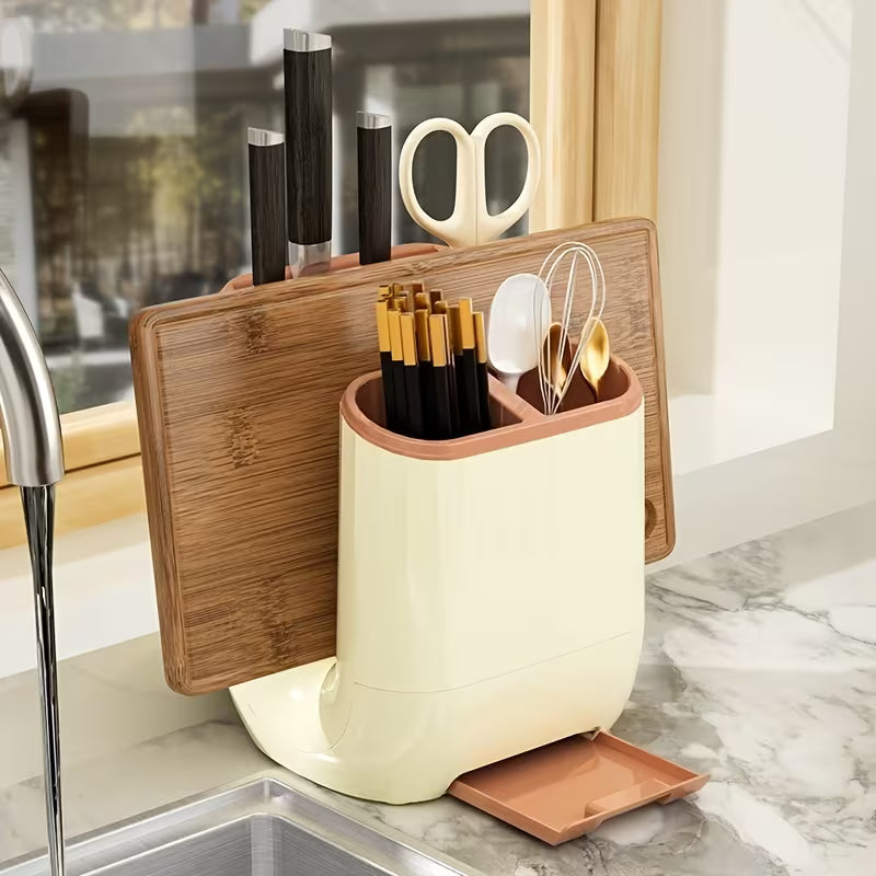 Countertop Utensil Organizer with Chopping Board Stand
