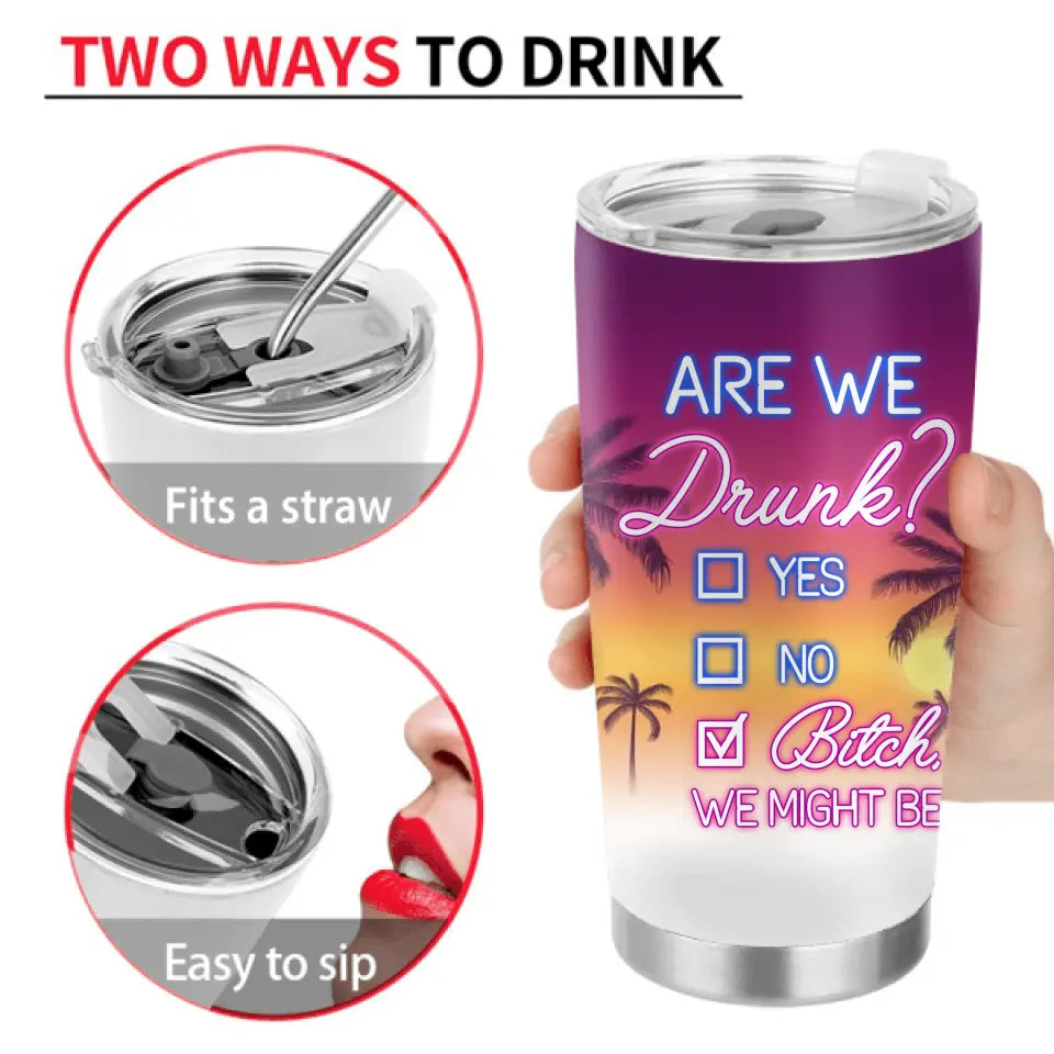 Personalized Summer Retro Besties Tumbler - Gift For Beach Lovers/Besties/Friends - Are We Drunk?