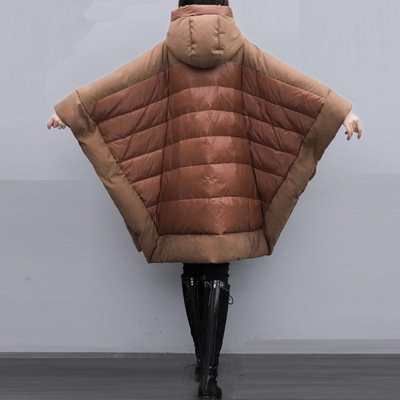 Women's Thickened Brown Bat-Sleeve Cloak Jacket Harajuku Style - Image 4
