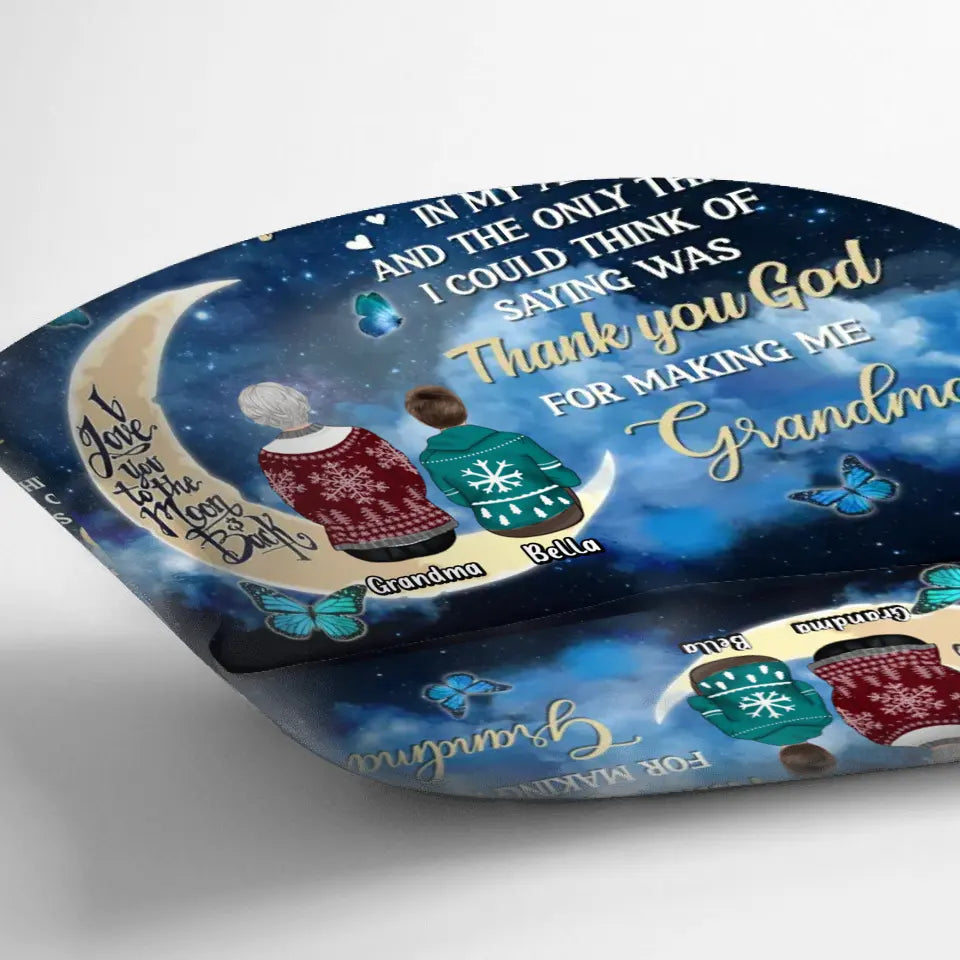 Personalized Grandparents Quilt/Fleece Throw Blanket/Pillow Cover - Up to 4 Kids - Gift Idea for Grandpa/Grandma - Thank You God For Making Me Grandma