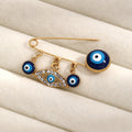 Evil Eye Hamsa Hand Brooch Pin Gold-Tone Protective Accessory
