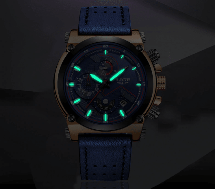 Modern Waterproof Quartz Watch with Genuine Leather Strap