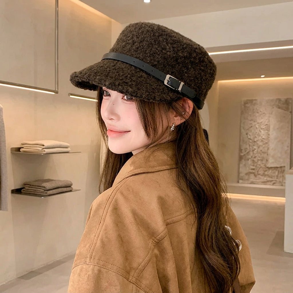 Women's Leopard-Print Cashmere Blend Flat-Top Cap