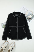 Contrast Trim Button-Up Sweater Cardigan