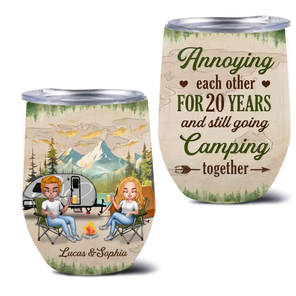 Personalized Camping Couple Wine Tumbler - Gift Idea For Camping Lover/Couple - Annoying Each Other For 20 Years And Still Going Camping Together