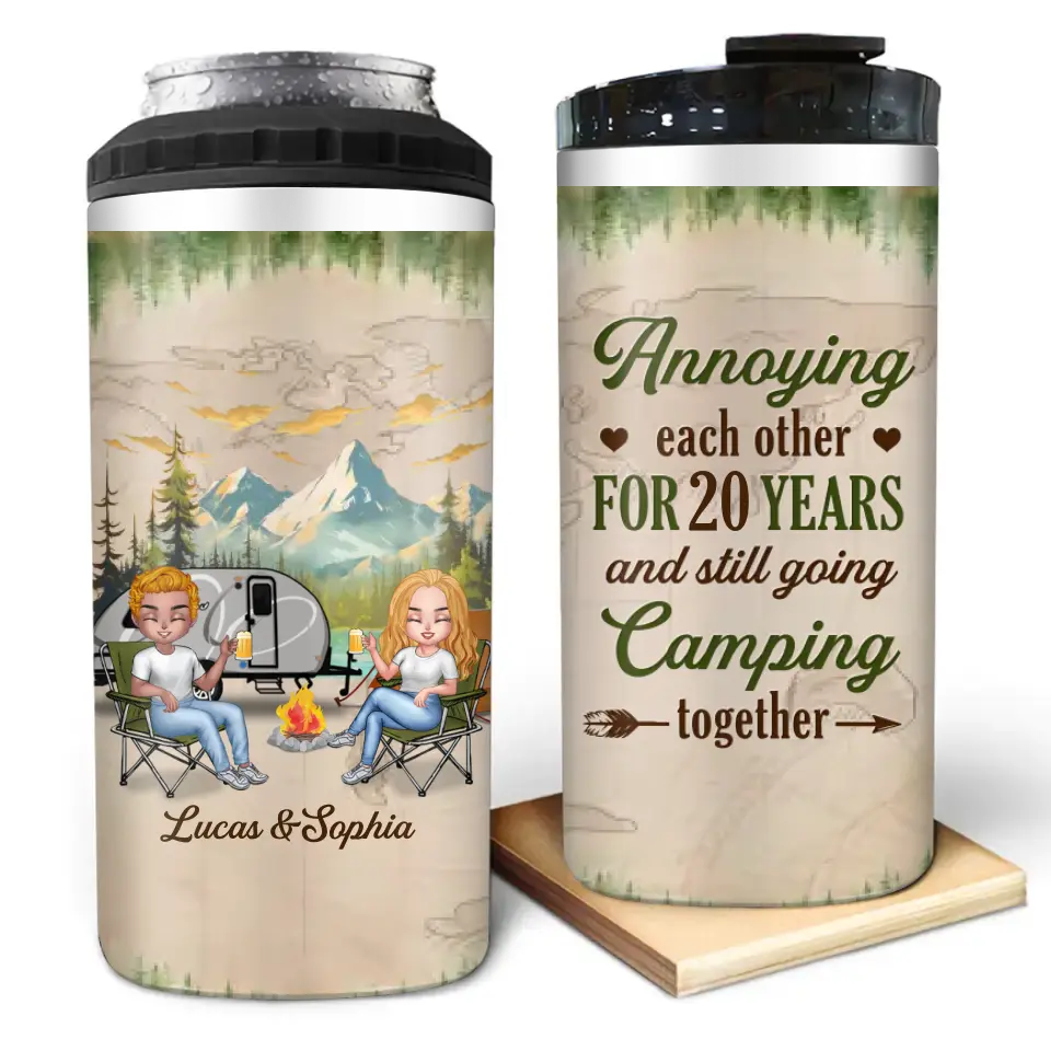 Personalized Camping Couple 4 In 1 Can Cooler Tumbler - Gift Idea For Camping Lovers - Still Going Camping Together