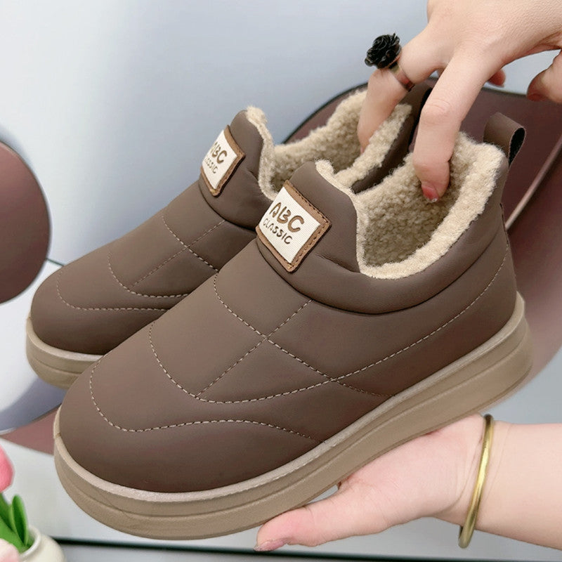 Women's Black Quilted Winter Slip-On Shoes with Plush Lining - Image 3