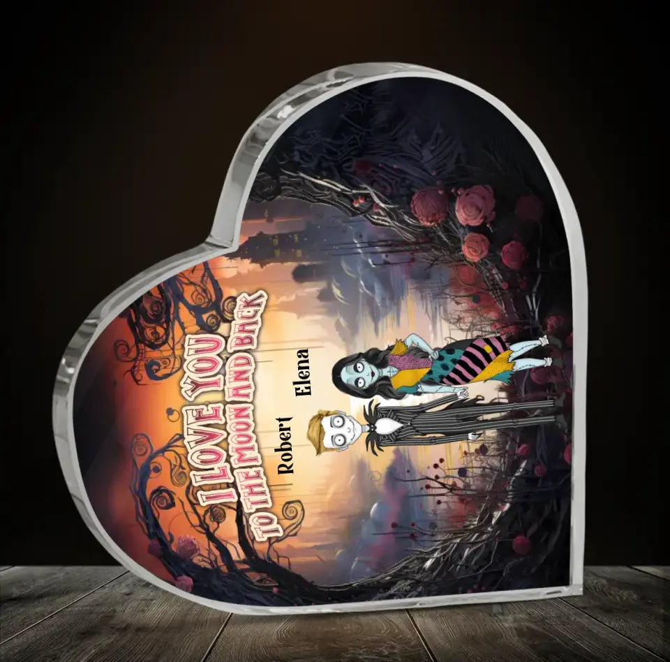 Personalized Horror Crystal Heart - Gift Idea For Couple/Halloween - I Love You To The Moon & Back